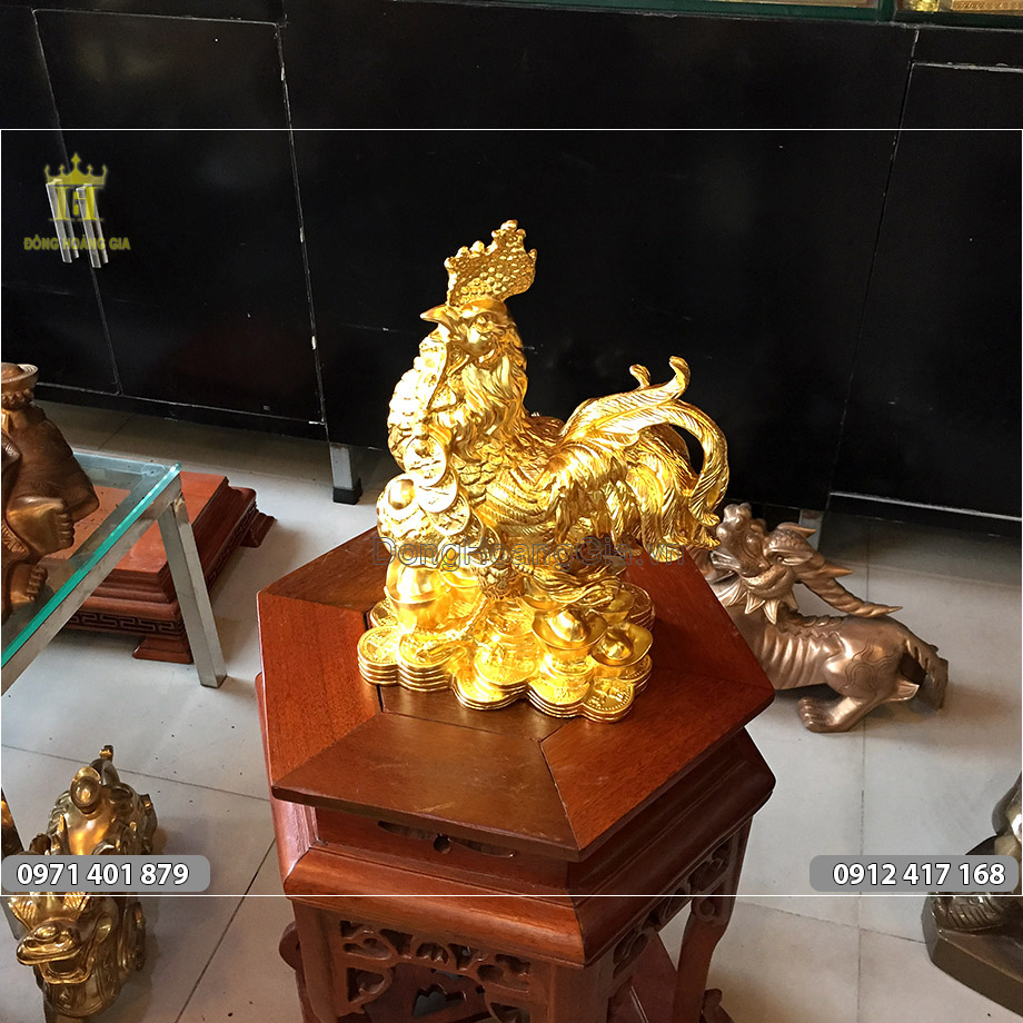 tượng gà dát vàng 30cm